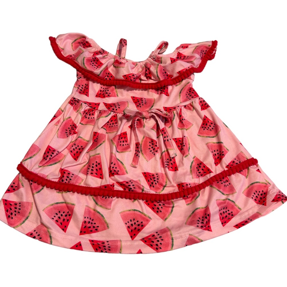 Online Boutique watermelon print off shoulder dress size XXS 2-3